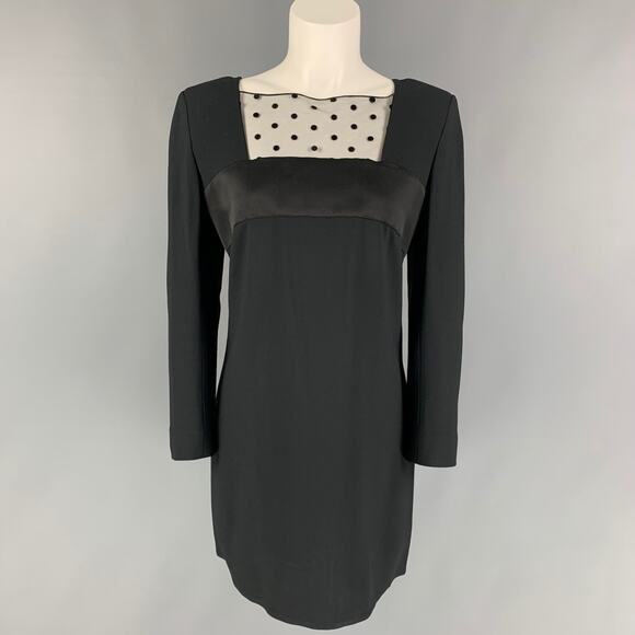 SAINT LAURENT Size 8 Black Acetate Blend Mixed Fabrics Above Knee Dress - Picture 1 of 1